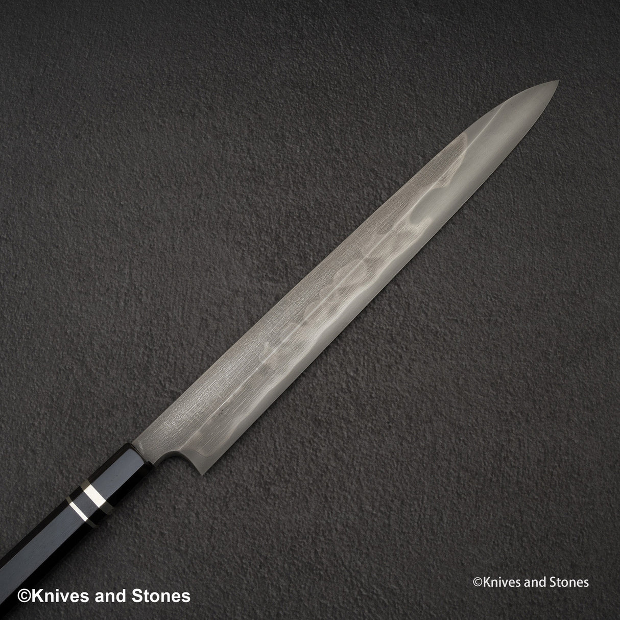 二唐藍二本燒柳刃 330mm 飛燒劍刃文