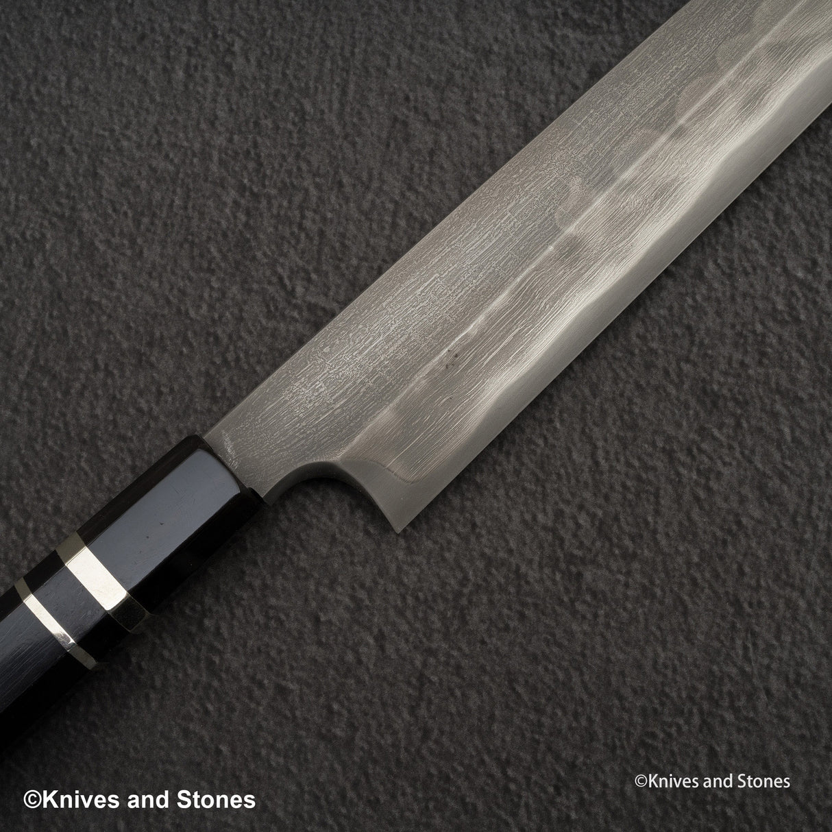 二唐藍二本燒柳刃 330mm 飛燒劍刃文