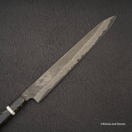 Nigara Ginsan Kurozome Damascus Sujihiki 300mm Birch Handle
