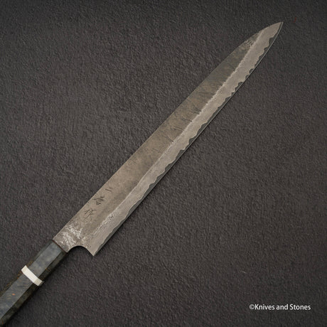 Nigara Ginsan Kurozome Damascus Sujihiki 330mm Birch Handle