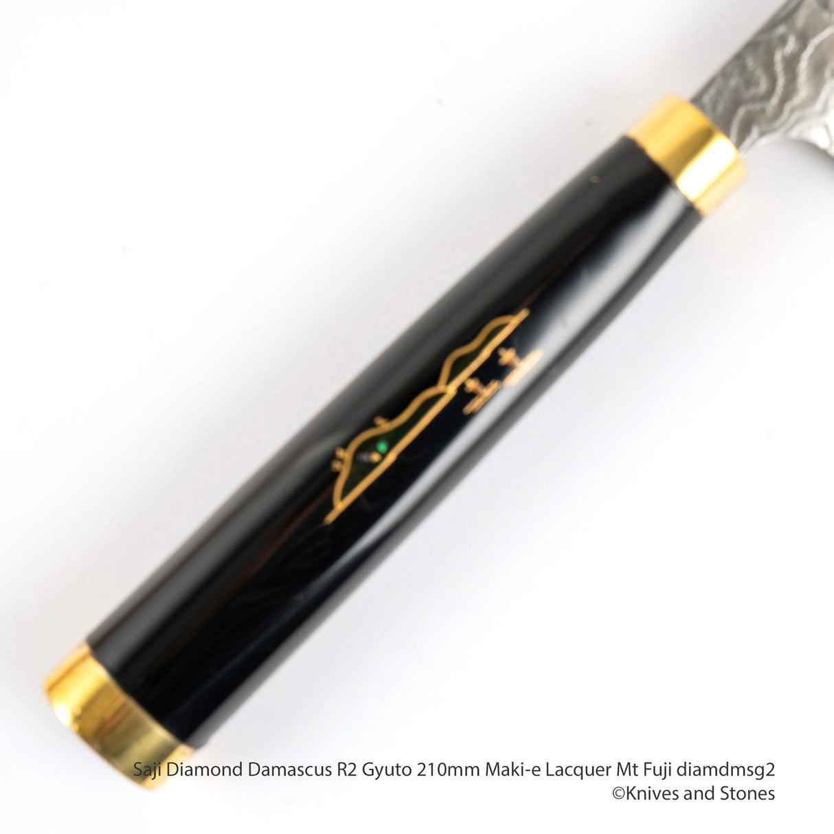 Saji R2 鑽石大馬士革牛刀 210 毫米,富士山蒔繪漆 Saya 和手柄套裝