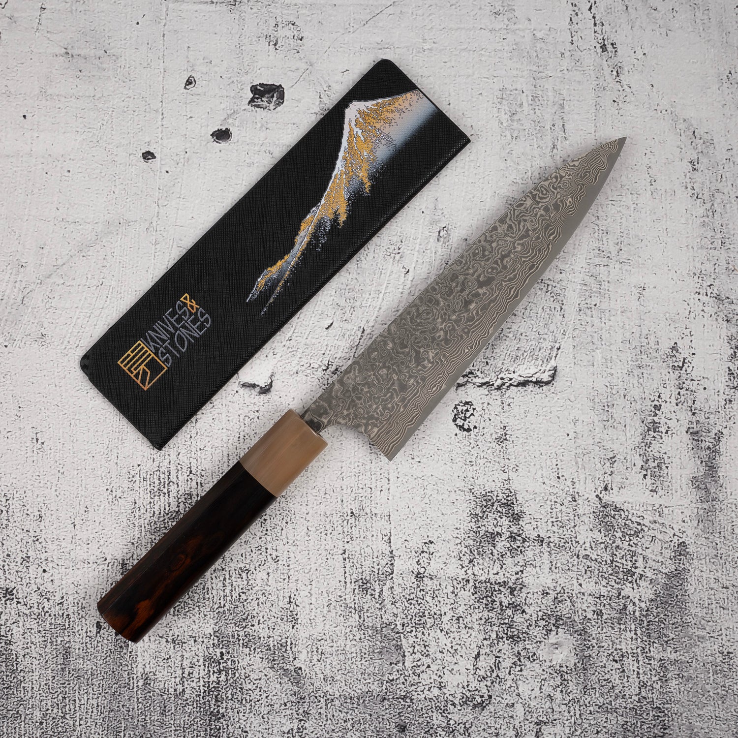 Takeshi Saji SG2 Black Damascus Gyuto 180mm Heart-shaped Ironwood Handle