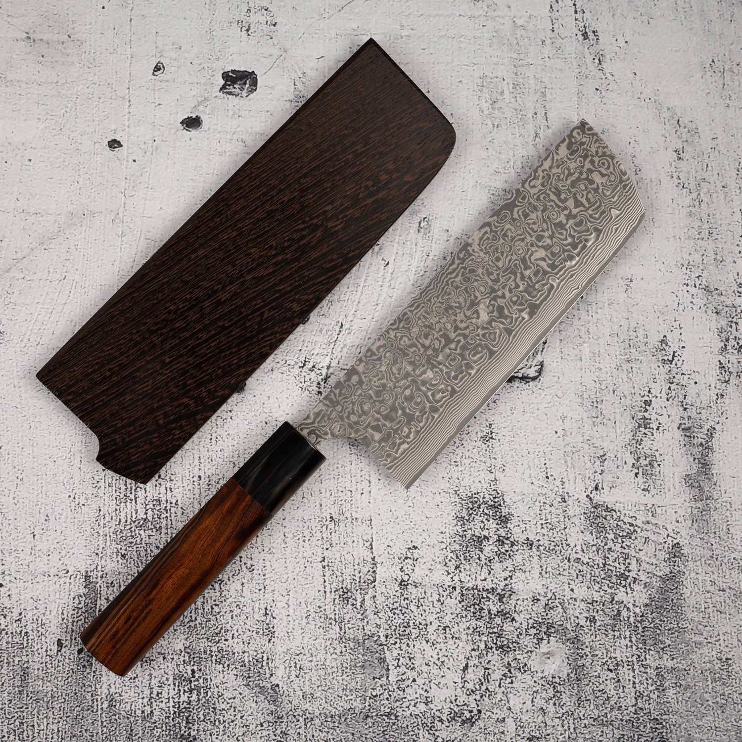 Takeshi Saji SG2 Black Damascus Nakiri 180mm Heart-shaped Ironwood Handle