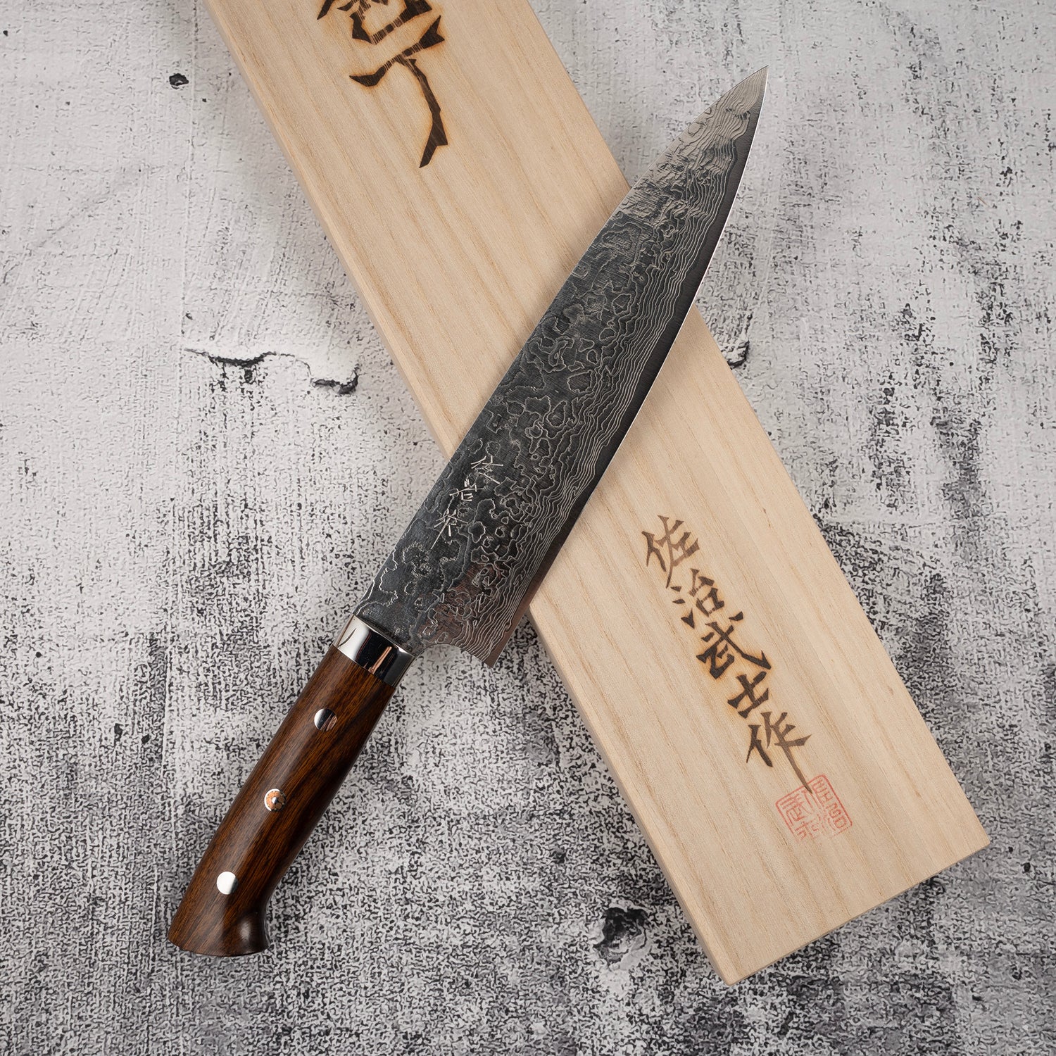 Takeshi Saji SG2 Diamond Damascus Gyuto 210mm Ironwood