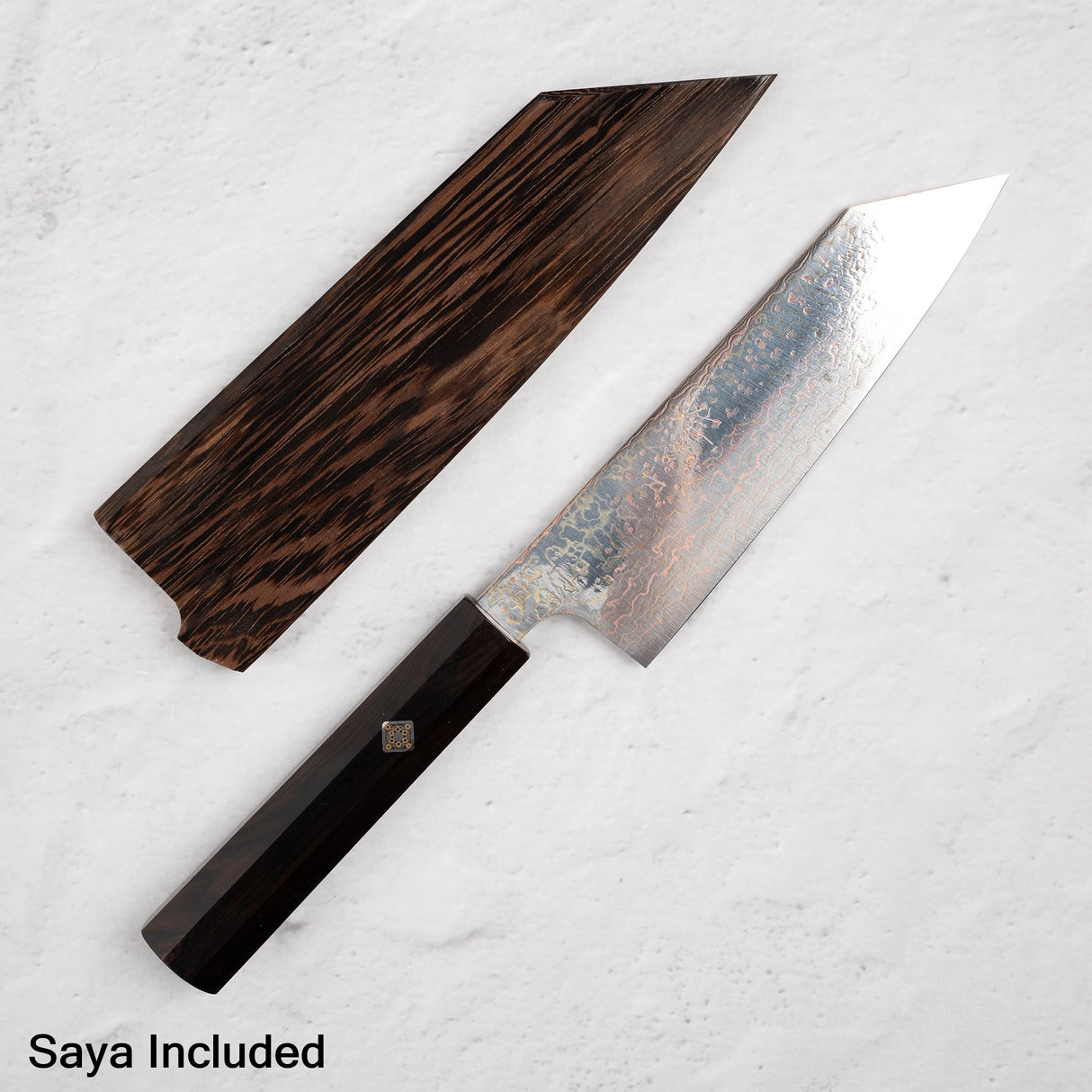 Takeshi Saji VG10 彩虹大馬士革 Bunka 165 毫米黑檀木手柄馬賽克別針