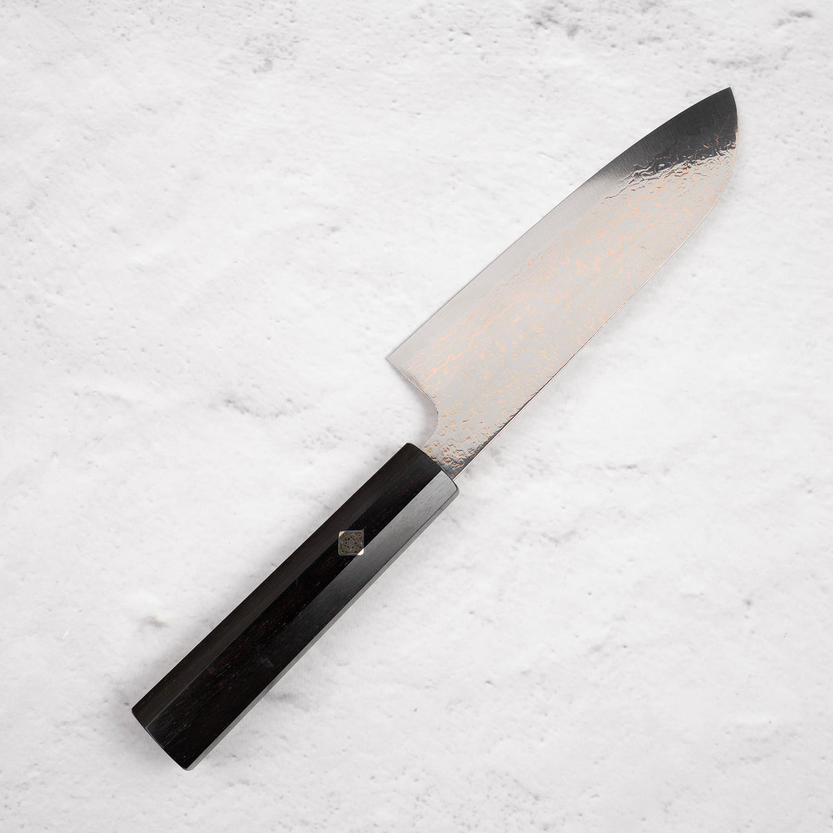 Takeshi Saji VG10 彩虹大馬士革三德刀 165 毫米黑檀木柄馬賽克別針