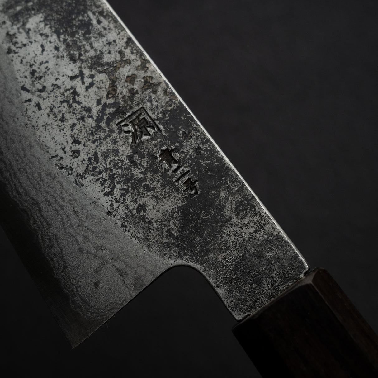Tanaka Blue 2 Damascus Santoku 170mm Kurouchi Nashiji