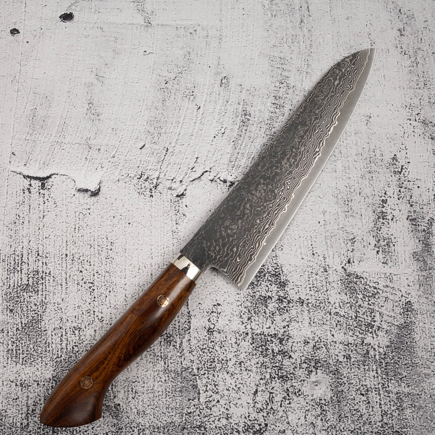Tanaka R2 Etched Black Damascus Gyuto 180mm Ironwood Handle