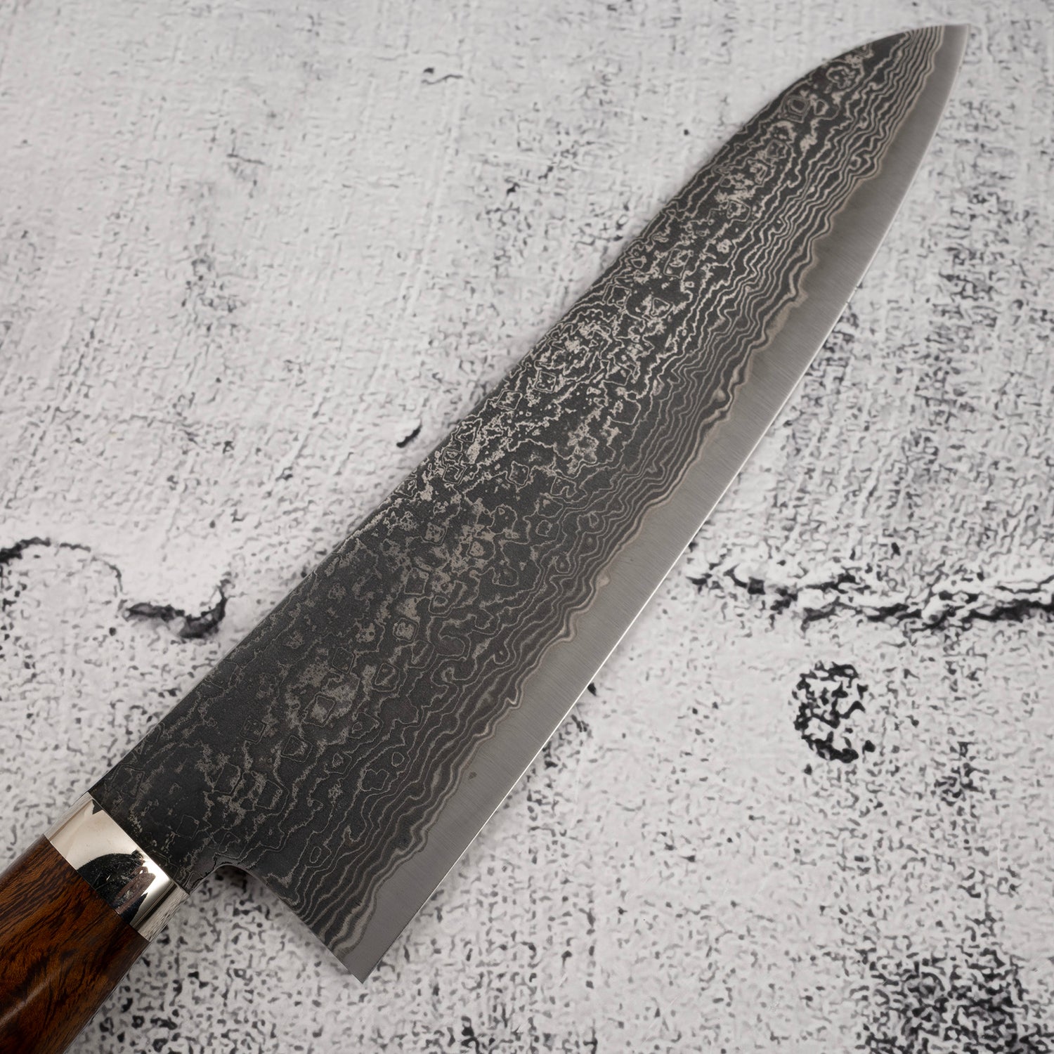 Tanaka R2 Etched Black Damascus Gyuto 180mm Ironwood Handle