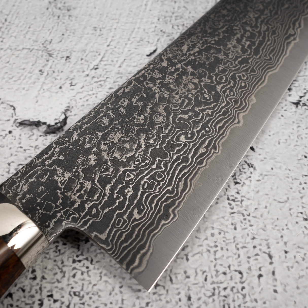 Tanaka R2 Etched Black Damascus Gyuto 180mm Ironwood Handle
