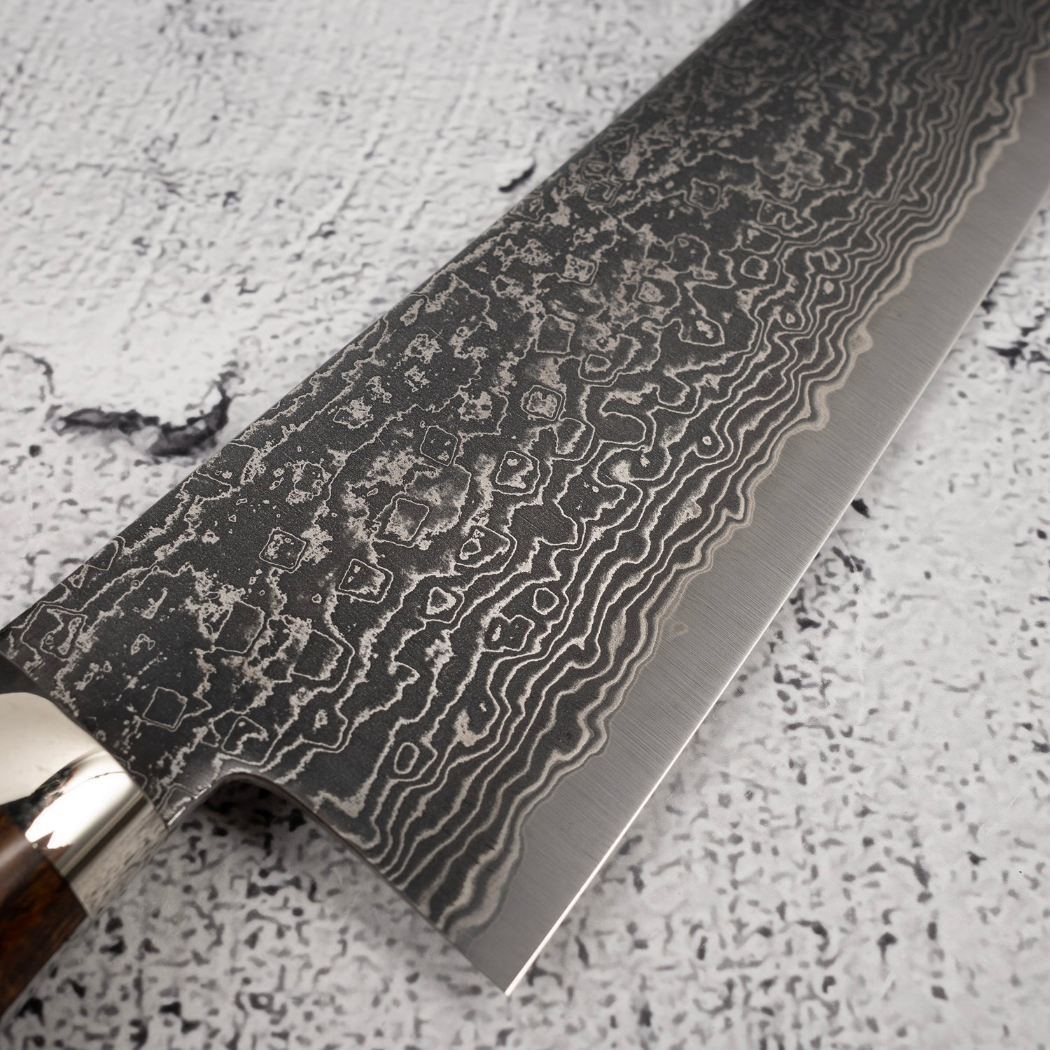 Tanaka R2 Etched Black Damascus Gyuto 180mm Ironwood Handle