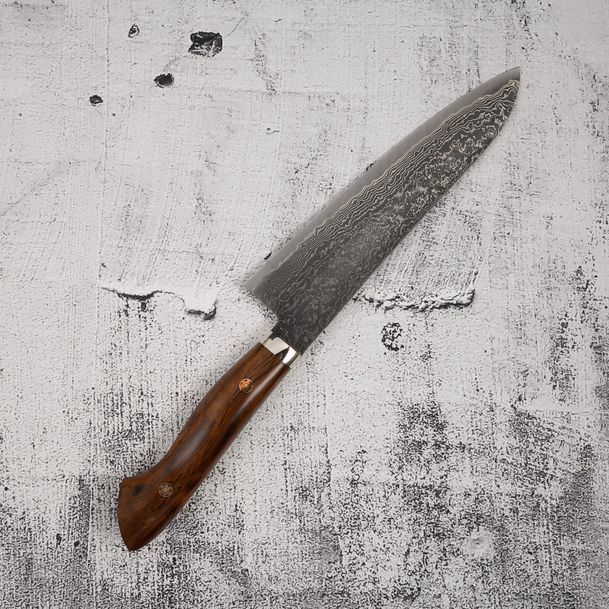 Tanaka R2 Etched Black Damascus Gyuto 180mm Ironwood Handle