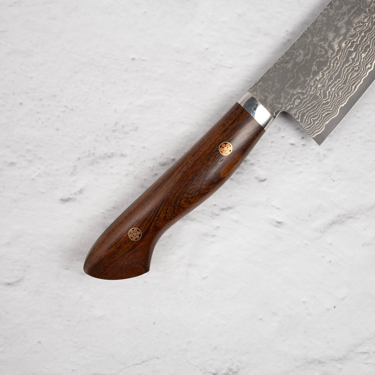 Tanaka R2 蝕刻黑色大馬士革三德刀 165 毫米鐵木手柄