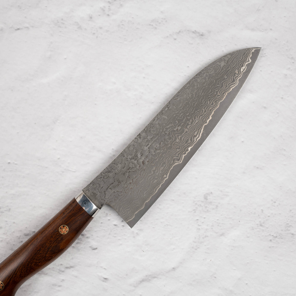 Tanaka R2 蝕刻黑色大馬士革三德刀 165 毫米鐵木手柄