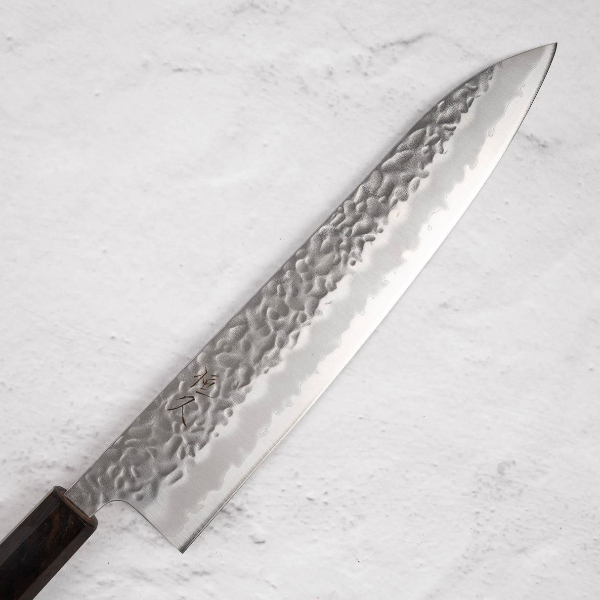 Tsunehisa White 1 不銹鋼包覆 Tsuchime Gyuto 240 毫米黑檀木手柄