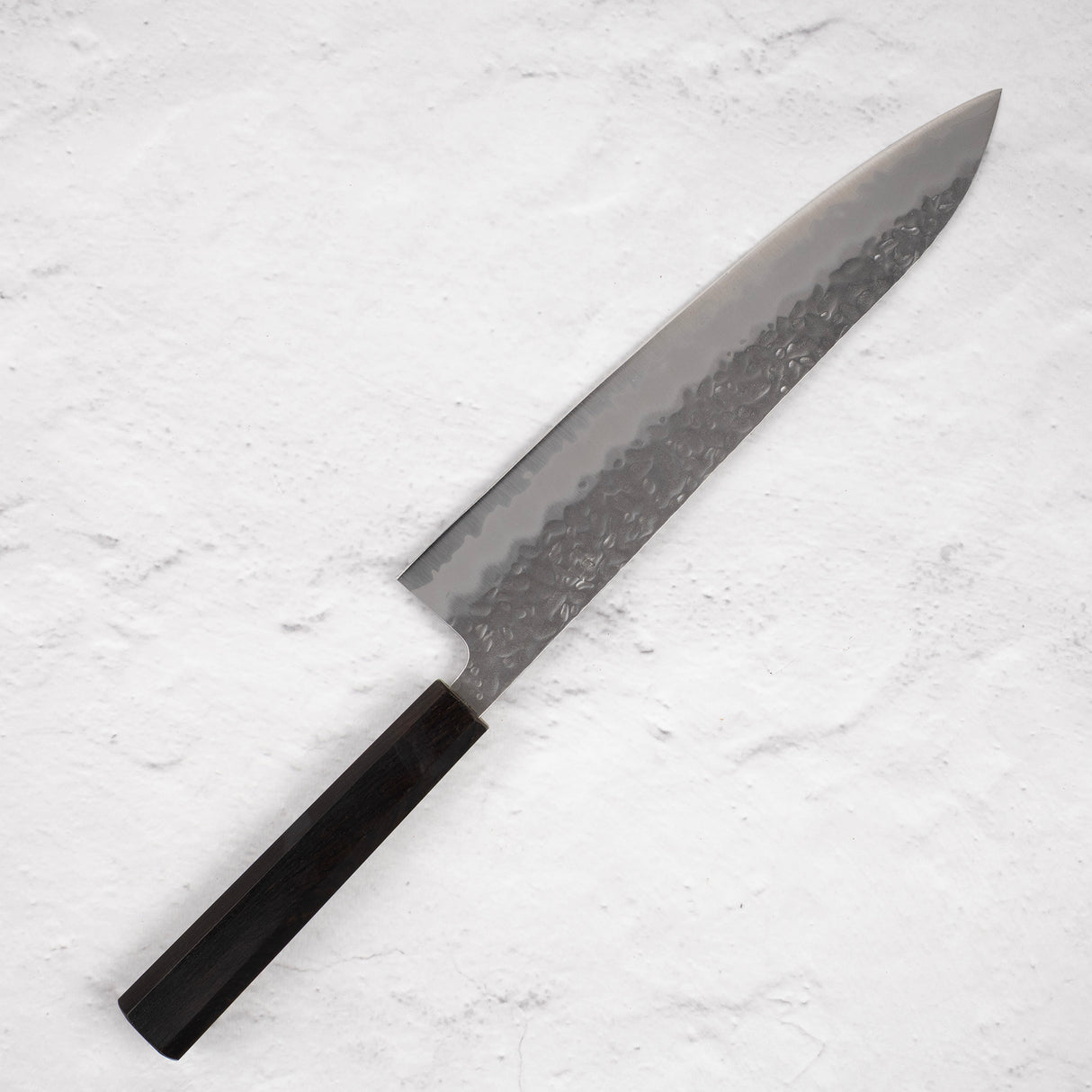 Tsunehisa White 1 不銹鋼包覆 Tsuchime Gyuto 240 毫米黑檀木手柄