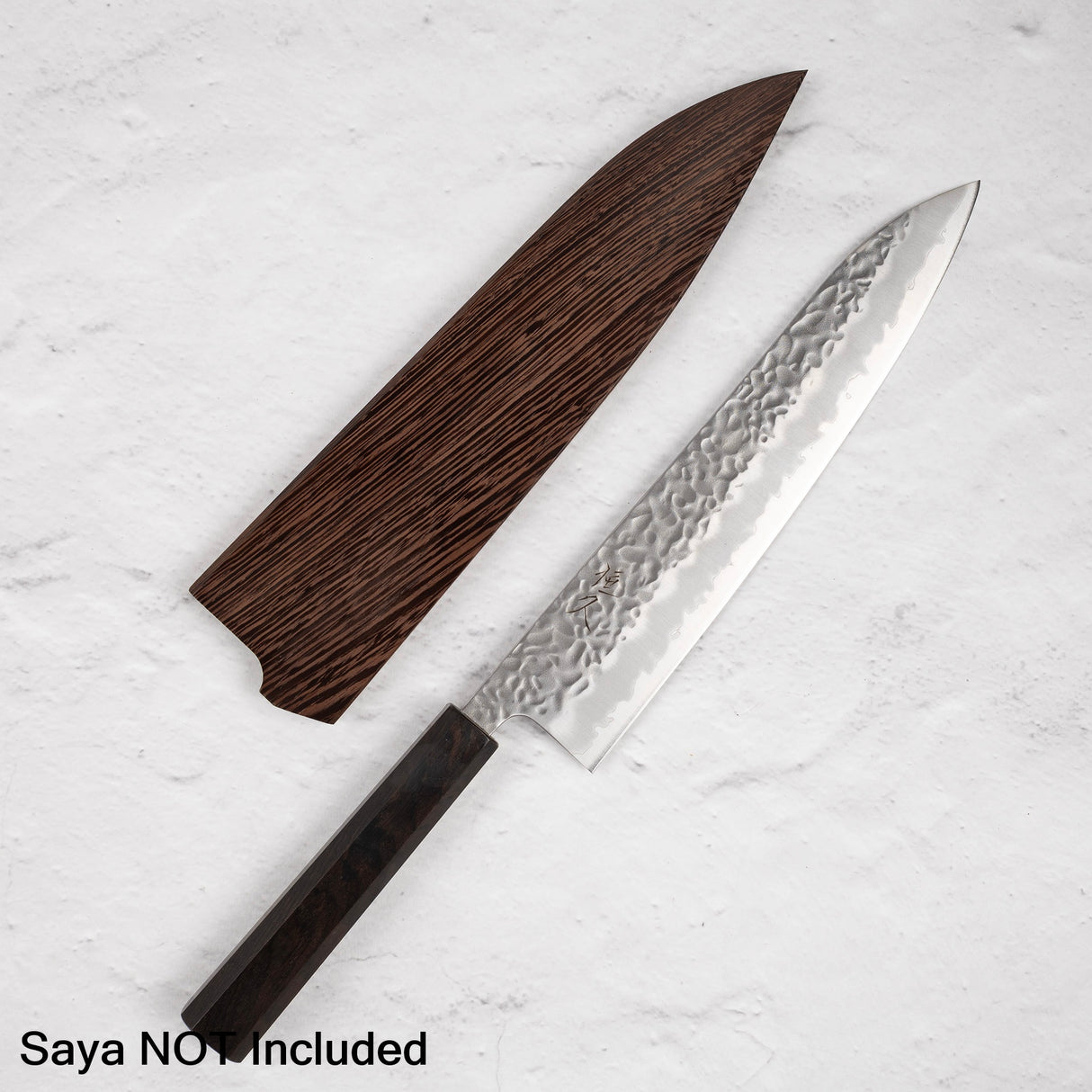 Tsunehisa White 1 不銹鋼包覆 Tsuchime Gyuto 240 毫米黑檀木手柄