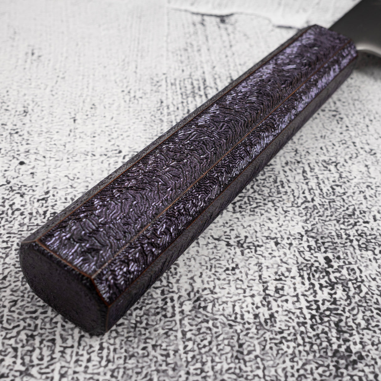 恒久白一不鏽鋼夾層霞牛刀 240mm 紫色手柄