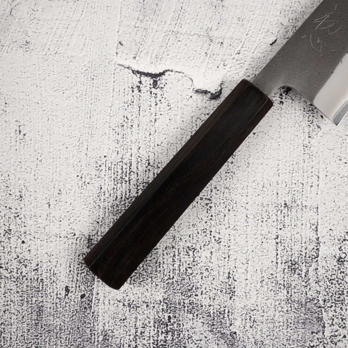 Yoshikane White 2 KU Nashiji Santoku 165mm Stainless Clad Ebony