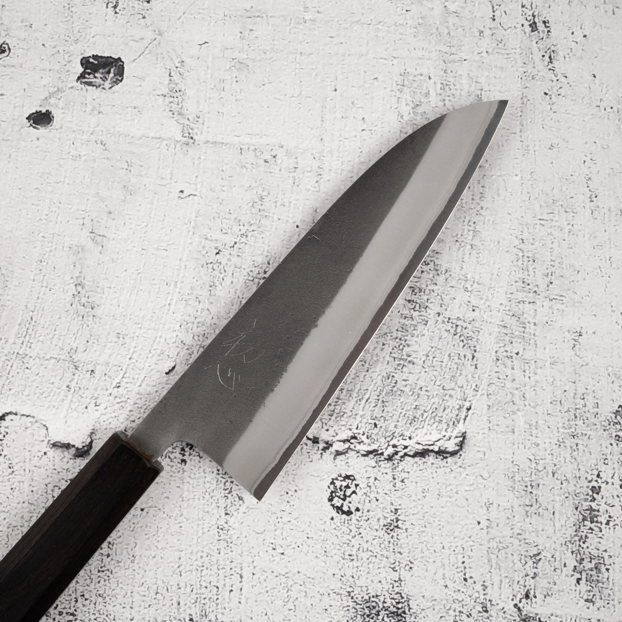 Yoshikane White 2 KU Nashiji Santoku 165mm Stainless Clad Ebony