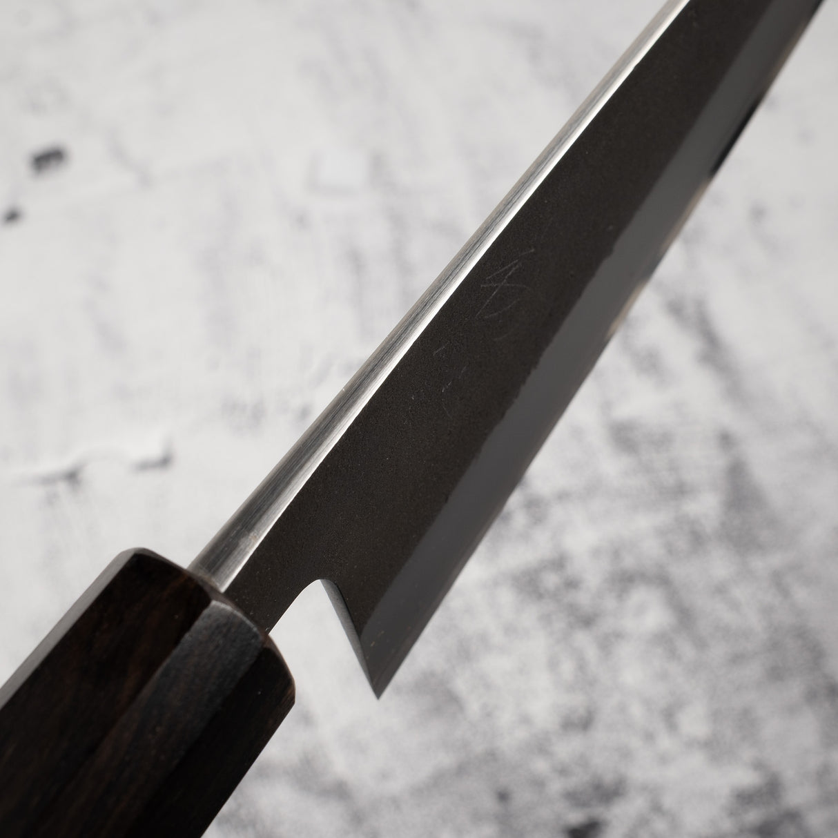 Yoshikane White 2 KU Nashiji Santoku 165mm Stainless Clad Ebony