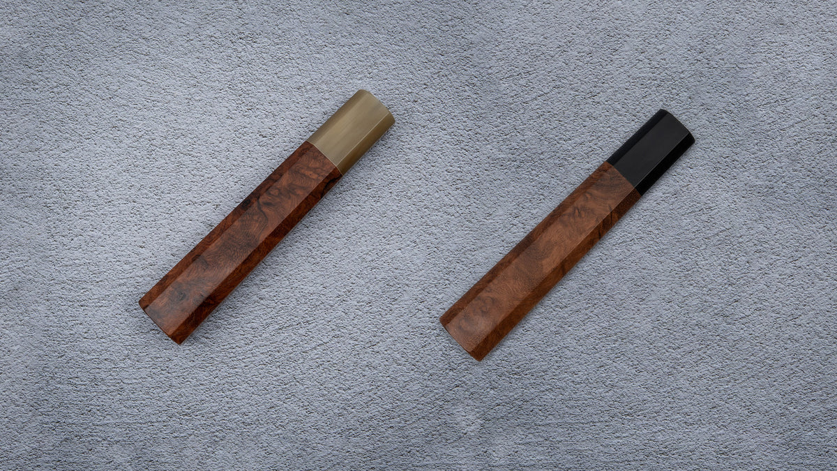 花梨瘤八角柄牛角 handle detail