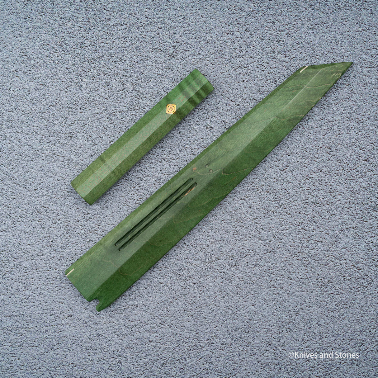 K&S 磁性 Kiritsuke Yanagiba Saya 和手柄套裝 穩定捲曲楓木 / 烏木 / 玫瑰木