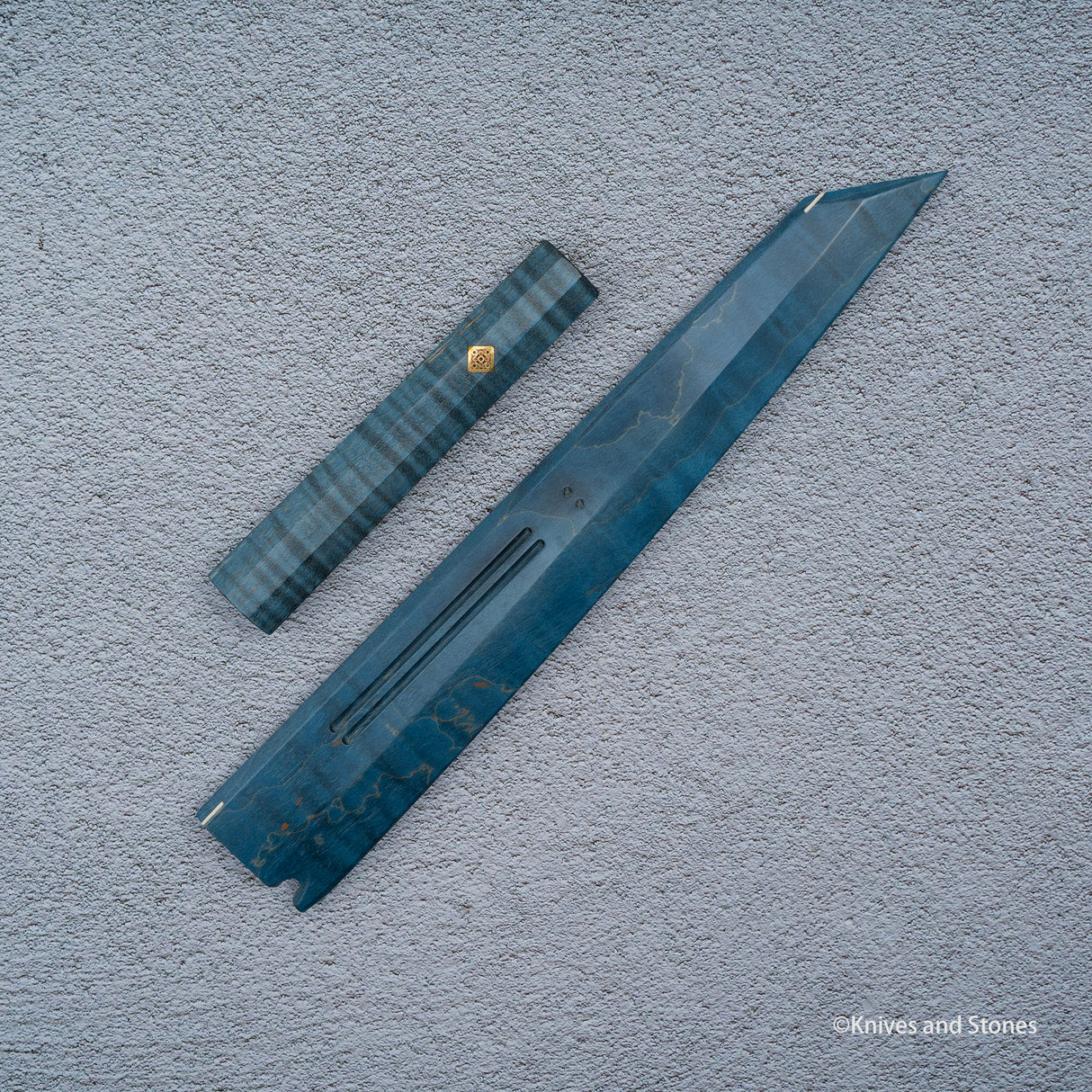 K&S 磁性 Kiritsuke Yanagiba Saya 和手柄套裝 穩定捲曲楓木 / 烏木 / 玫瑰木