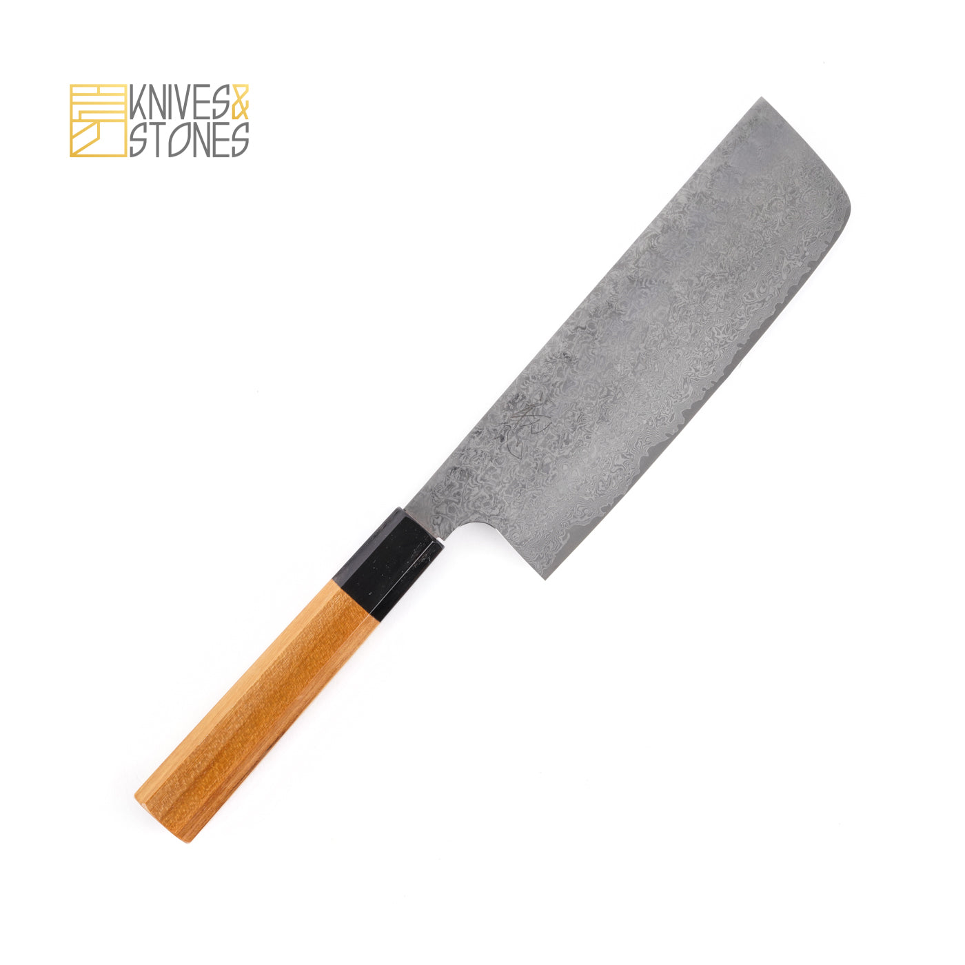 Hatsukokoro Ginsan Damascus Tsuchime Nakiri 170 mm with Teak wood Handle, by Yoshihiro Yauji