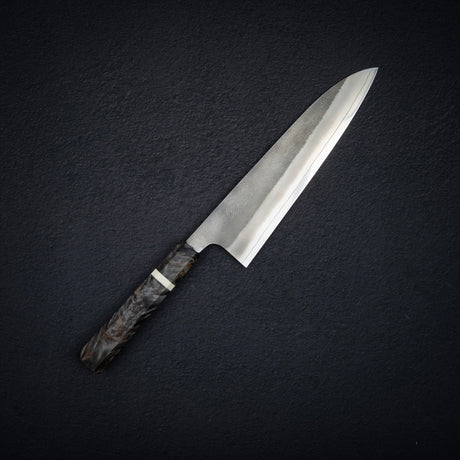 Hatsukokoro x Yoshikane SKD Nashiji Gyuto 210mm Extra Tall, Stablized Burl Handle