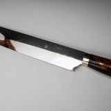 Yoshikazu Ikeda White 3 Honyaki Sakimaru Sujihiki 270mm Mt. Fuji Hamon Ironwood Handle SP1