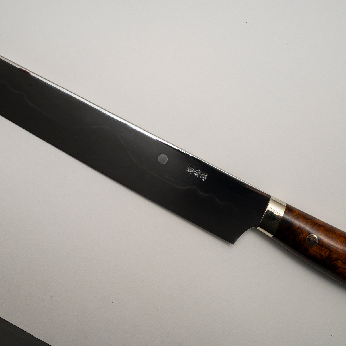 Yoshikazu Ikeda White 3 Honyaki Sakimaru Sujihiki 270mm Mt. Fuji Hamon Ironwood Handle SP1