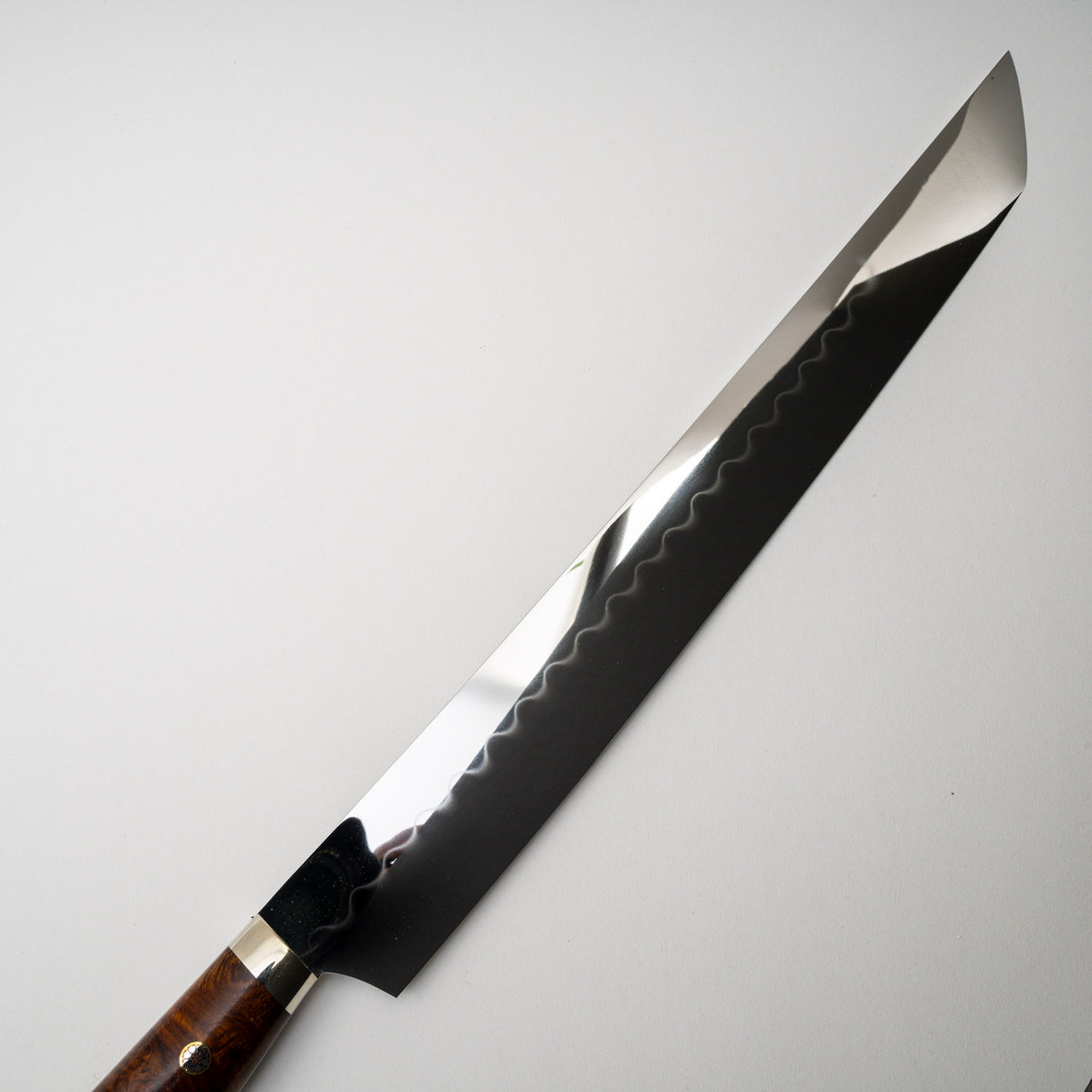 Yoshikazu Ikeda White 3 Honyaki Sakimaru Sujihiki 300mm Wave Hamon Ironwood Handle SP1