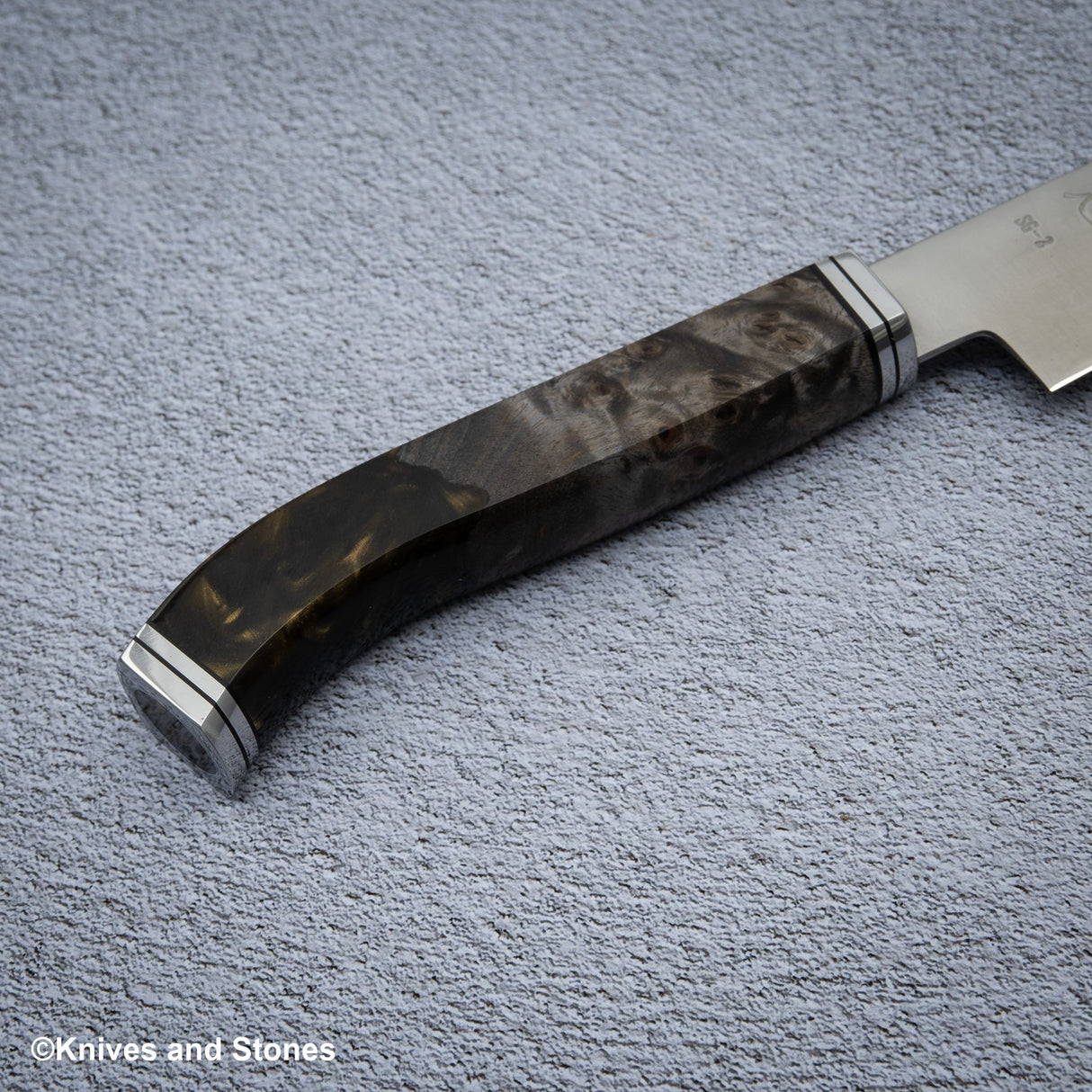 Stabilized Burl Golden Resin Nenox Style WA Handle for Petty / Paring