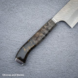 Stabilized Burl Golden Resin Nenox Style WA Handle for Gyuto / Yanagiba