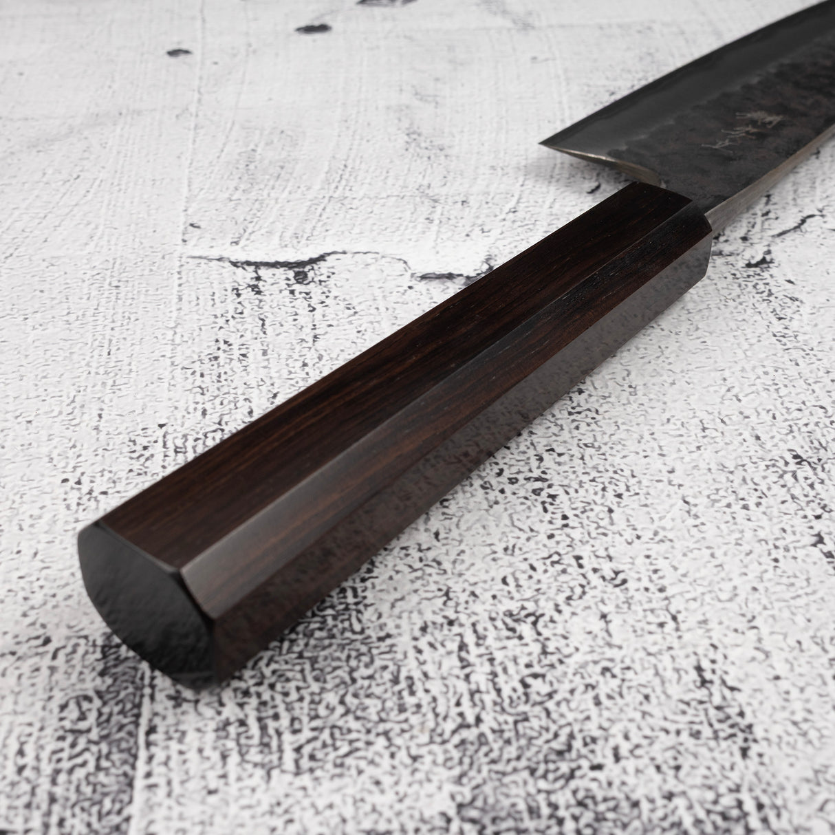 Anryu Aogami Super Hammered Kurouchi Santoku 175mm Ebony Handle