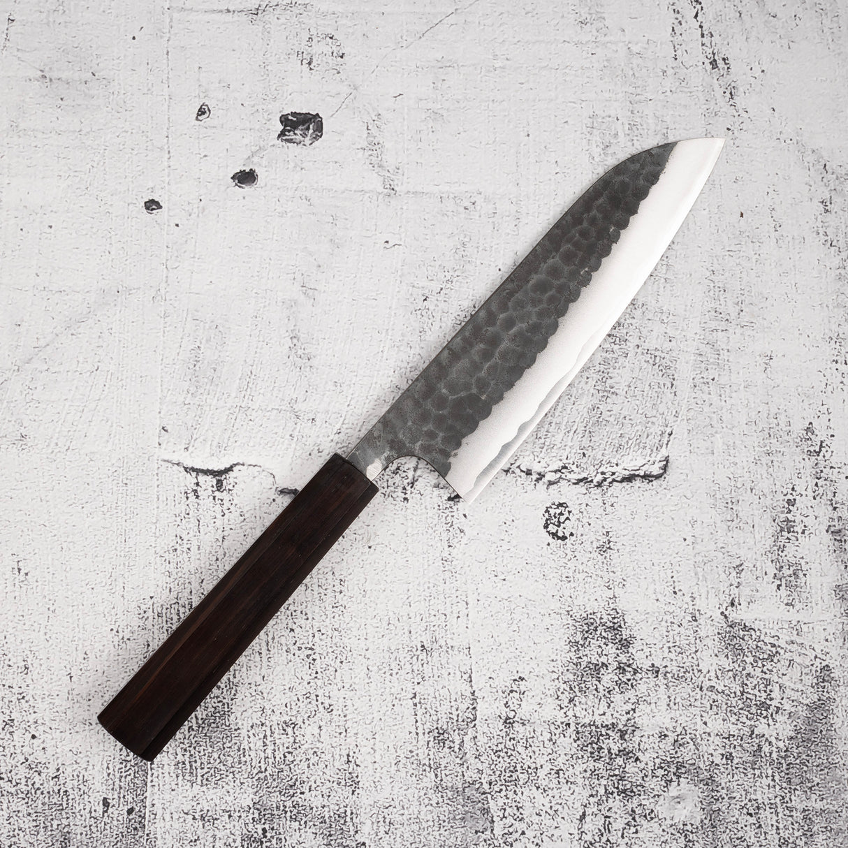 Anryu Aogami Super Hammered Kurouchi Santoku 175mm Ebony Handle