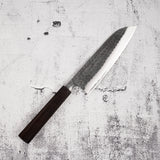 Anryu Aogami Super Hammered Kurouchi Santoku 175mm Ebony Handle