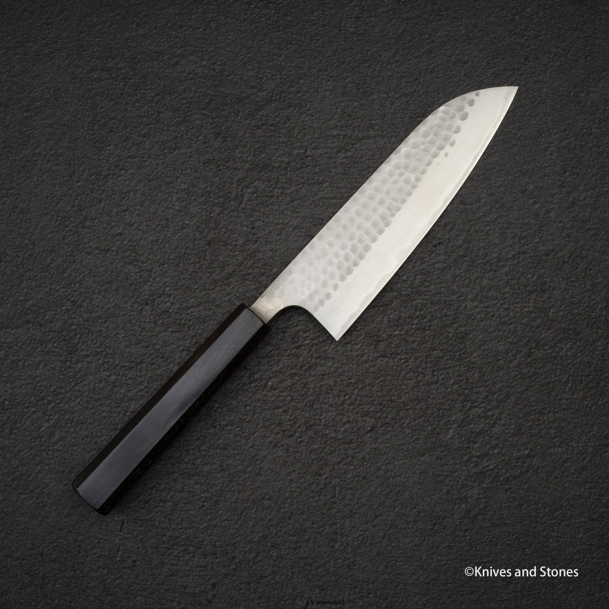 Katsushige Anryu Blue 2 Tsuchime Santoku 170mm Stainless Clad Ebony