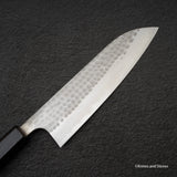 Katsushige Anryu Blue 2 Tsuchime Santoku 170mm Stainless Clad Ebony