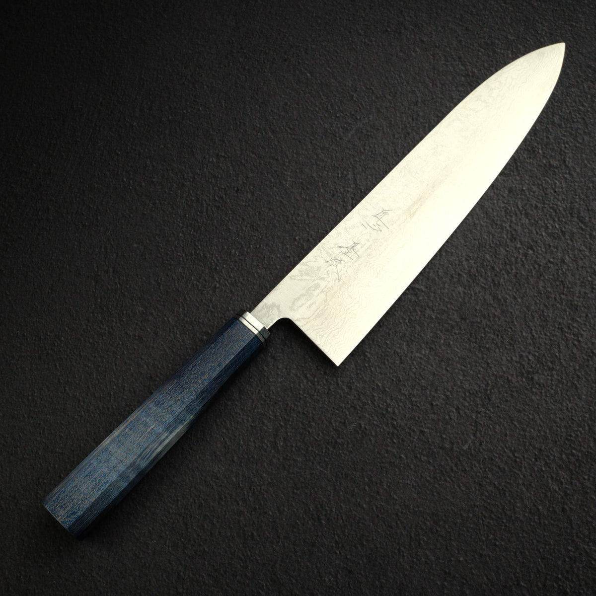 Shiro Kamo Suminagashi SG2 Damascus Gyuto 240mm, Stabilized Curly Maple Handle