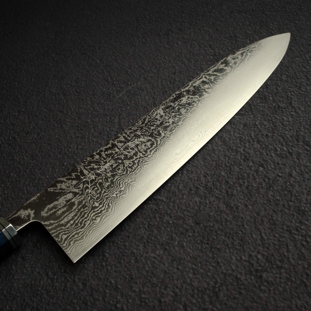Shiro Kamo Suminagashi SG2 Damascus Gyuto 240mm, Stabilized Curly Maple Handle