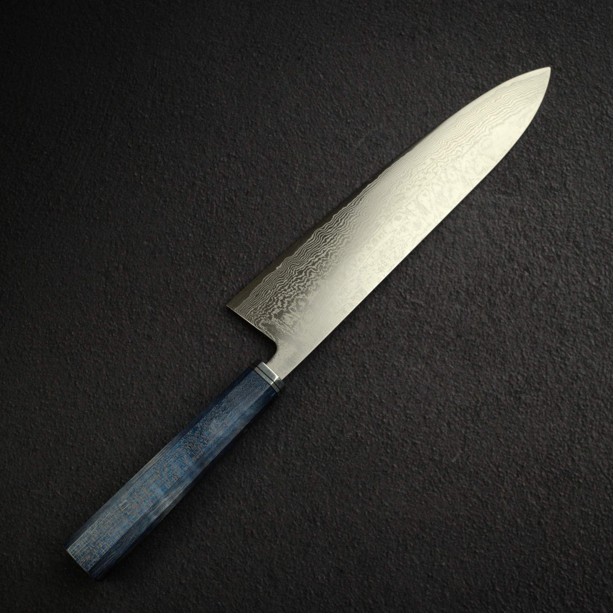 Shiro Kamo Suminagashi SG2 Damascus Gyuto 240mm, Stabilized Curly Maple Handle