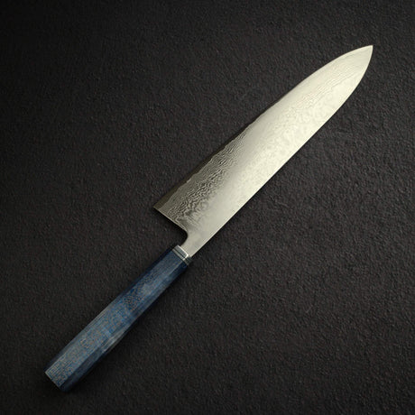 Shiro Kamo Suminagashi SG2 Damascus Gyuto 240mm, Stabilized Curly Maple Handle