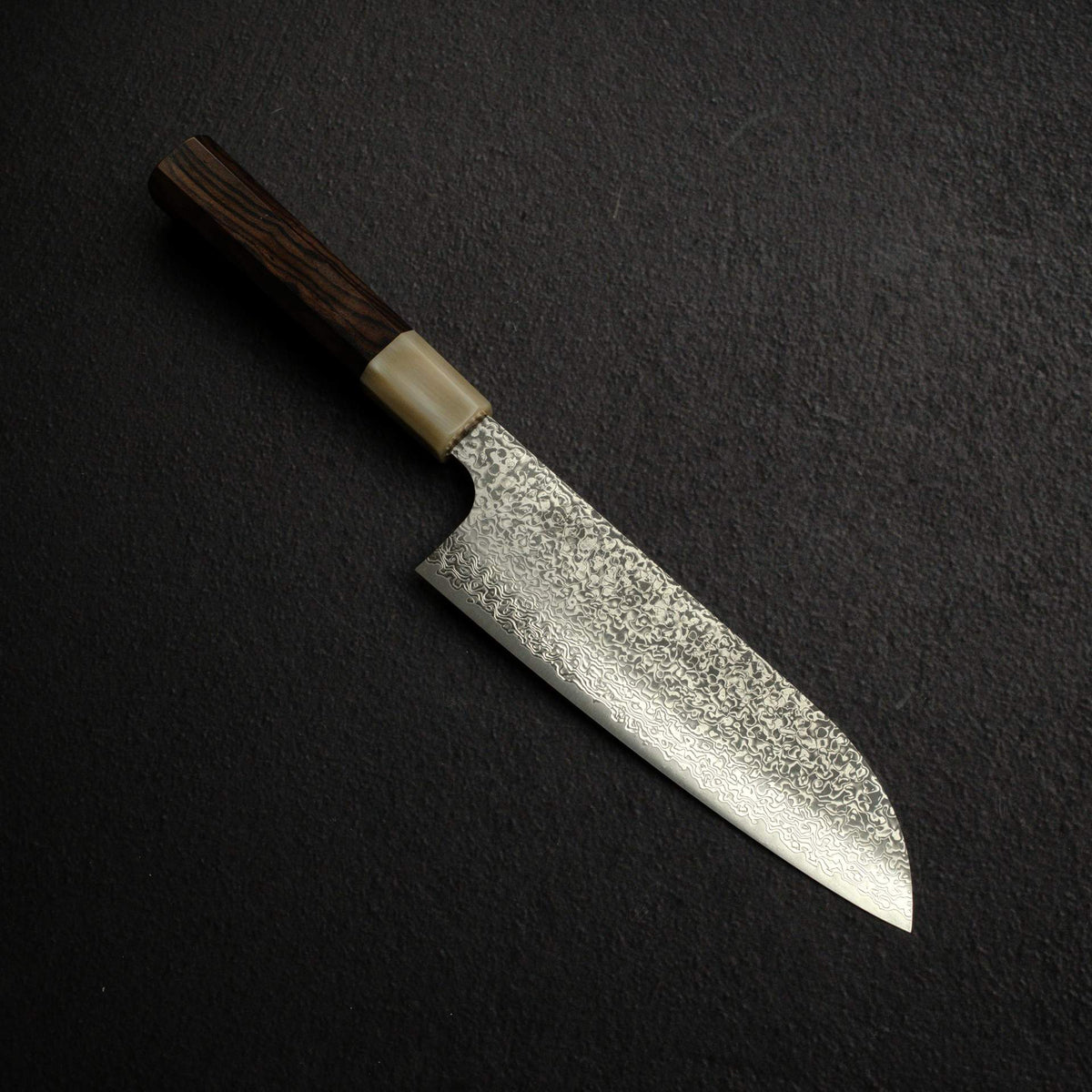 Kei Kobayashi SG2 Damascus Santoku 170mm, Ebony Handle Horn Ferrule