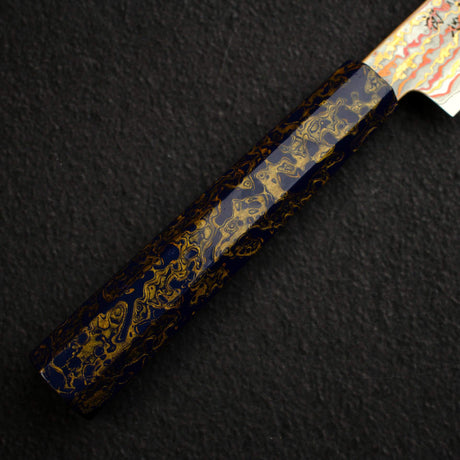 Hatsukokoro Kujaku V-Toku-2 Petty 150mm Rainbow Damascus Finish Purple Urushi