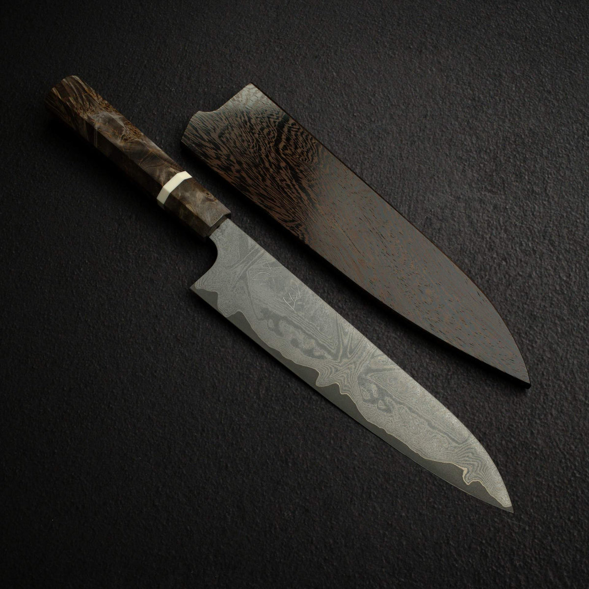 Hatsukokoro x Nigara VG XEOS Kurozome Damascus Gyuto 240mm  w/ Saya