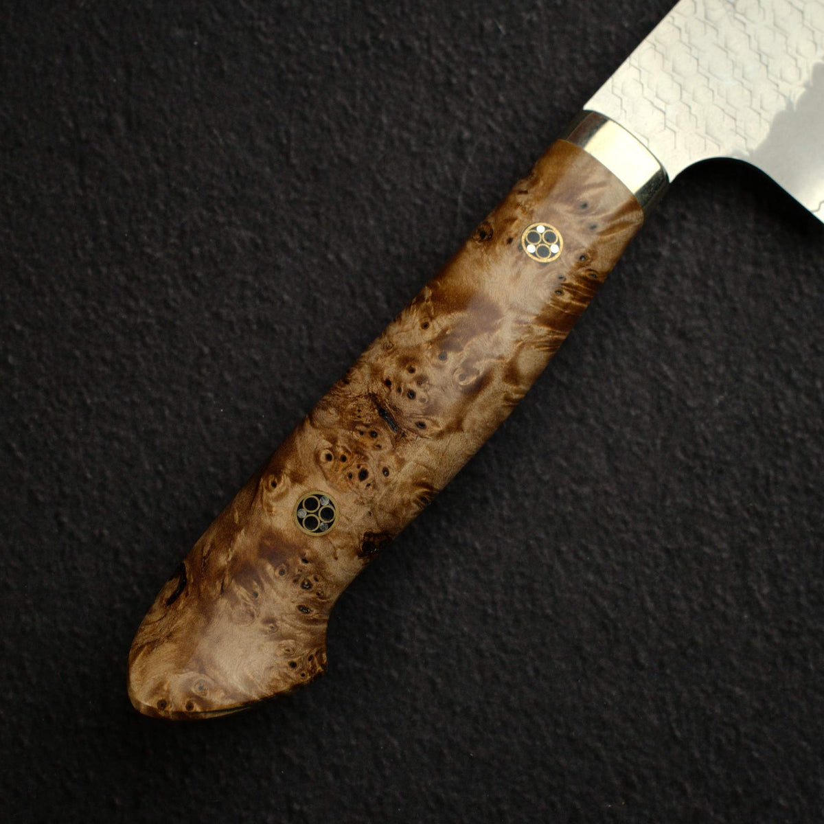 Nigara SG2 Tsuchime Matt Migaki Bunka 180mm Western Maple Burl