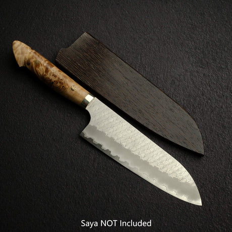 Nigara SG2 Tsuchime Matt Migaki Santoku 180mm Western Maple Burl