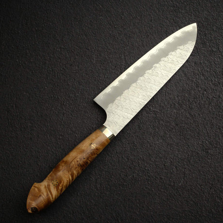 Nigara SG2 Tsuchime Matt Migaki Santoku 180mm Western Maple Burl